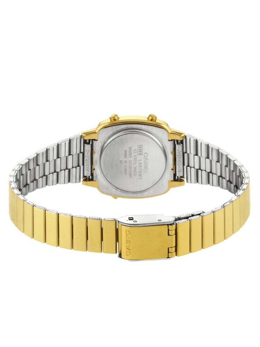 Montre digitale casio vintage round acier doré - montres-femme - edora